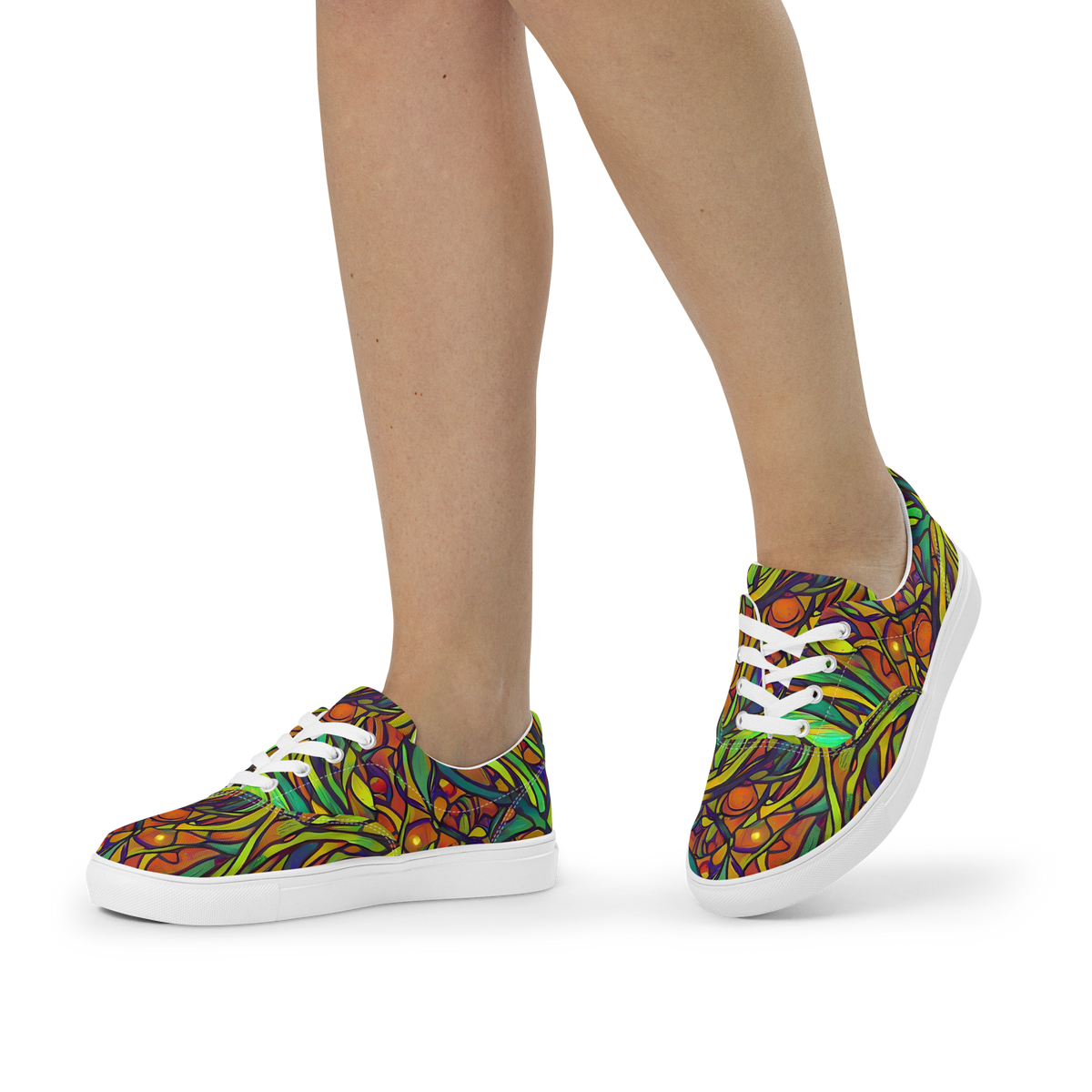 Women's Lace-Up Canvas Shoes - Cosmic Garden