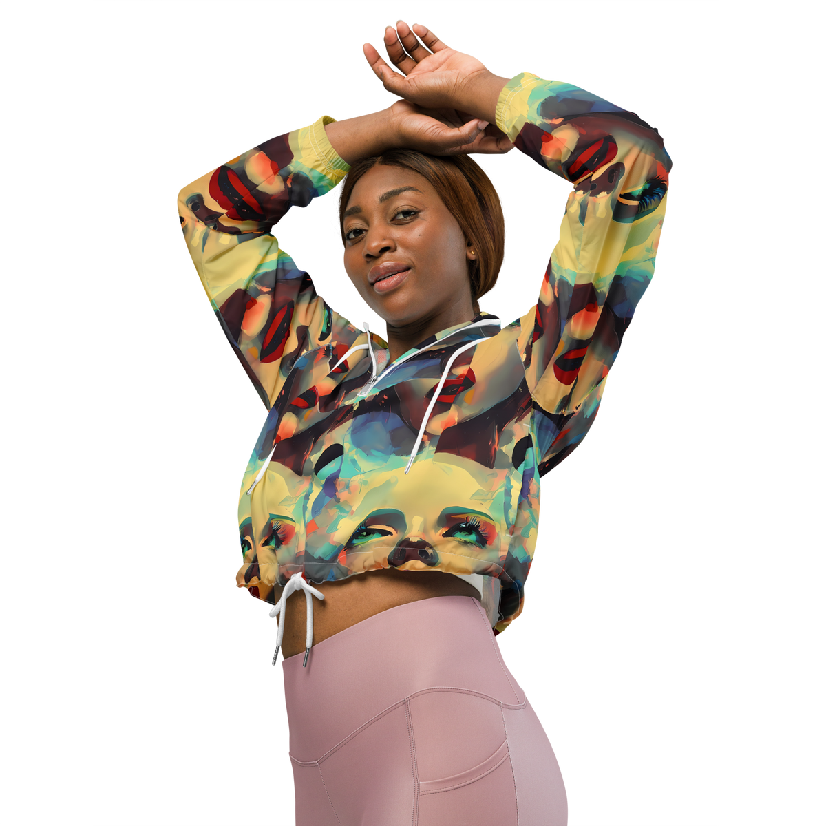 Women's Cropped Windbreaker - Astral Reflections