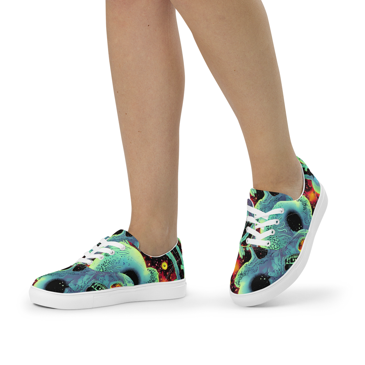 Women's Lace-Up Canvas Shoes - Galactic Grotesque