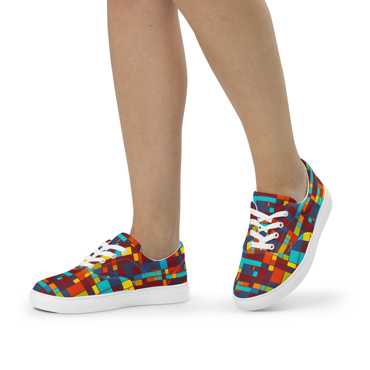 Women's Lace-Up Canvas Shoes - Astral Grid