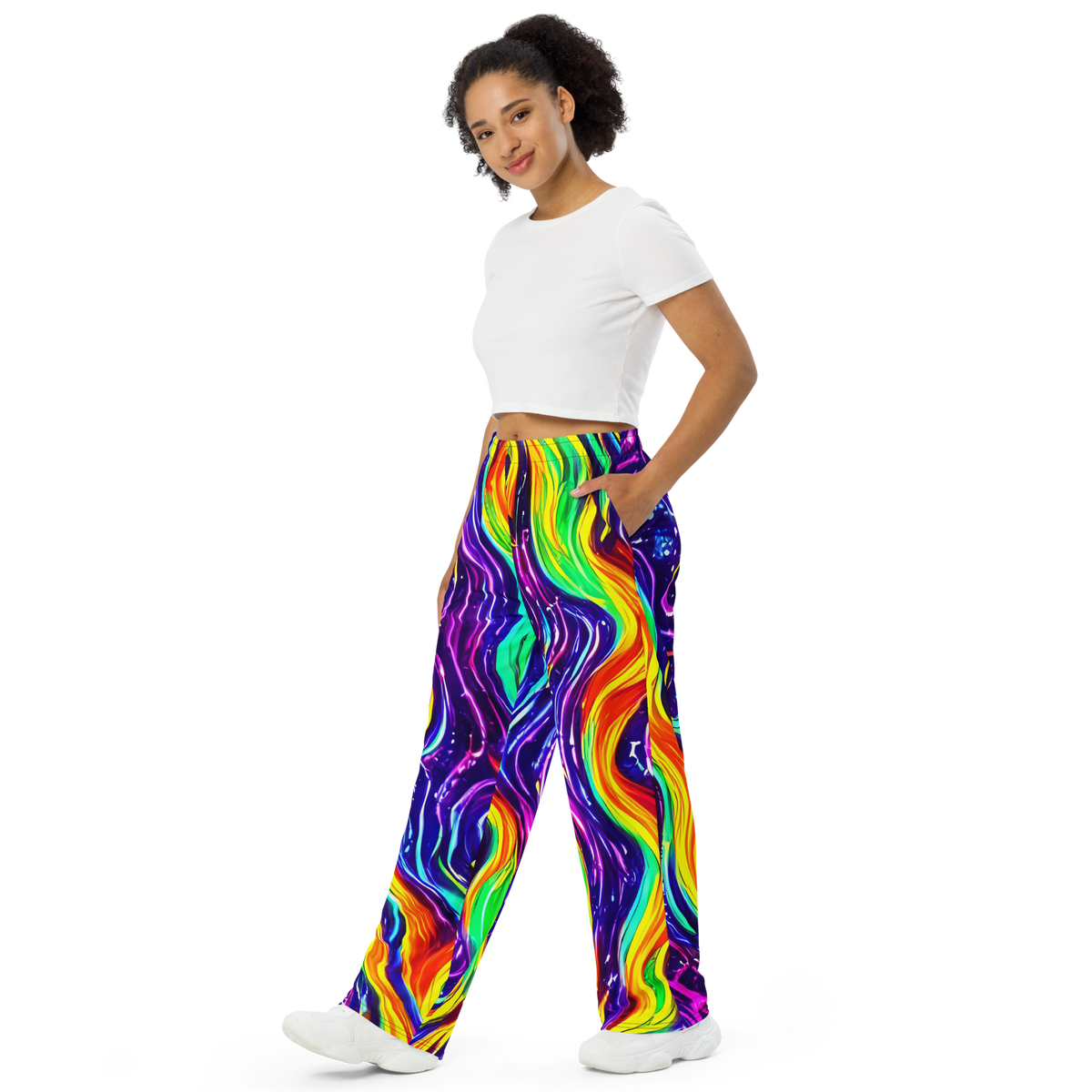 Wide-Leg Pants - Galactic Flames