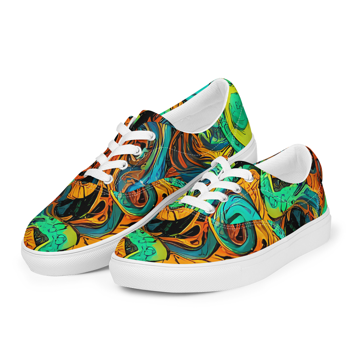 Men's Lace-Up Canvas Shoes - Flaming Mirage