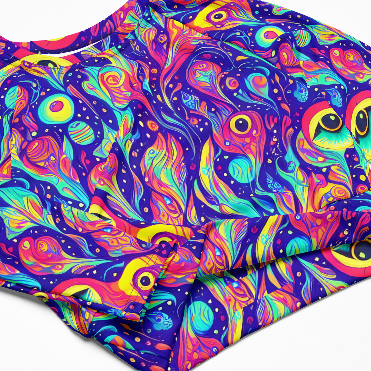 Long Sleeve Crop Top - Mystic Petal Dance