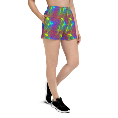 Women’s Athletic Shorts - Prismatic Web