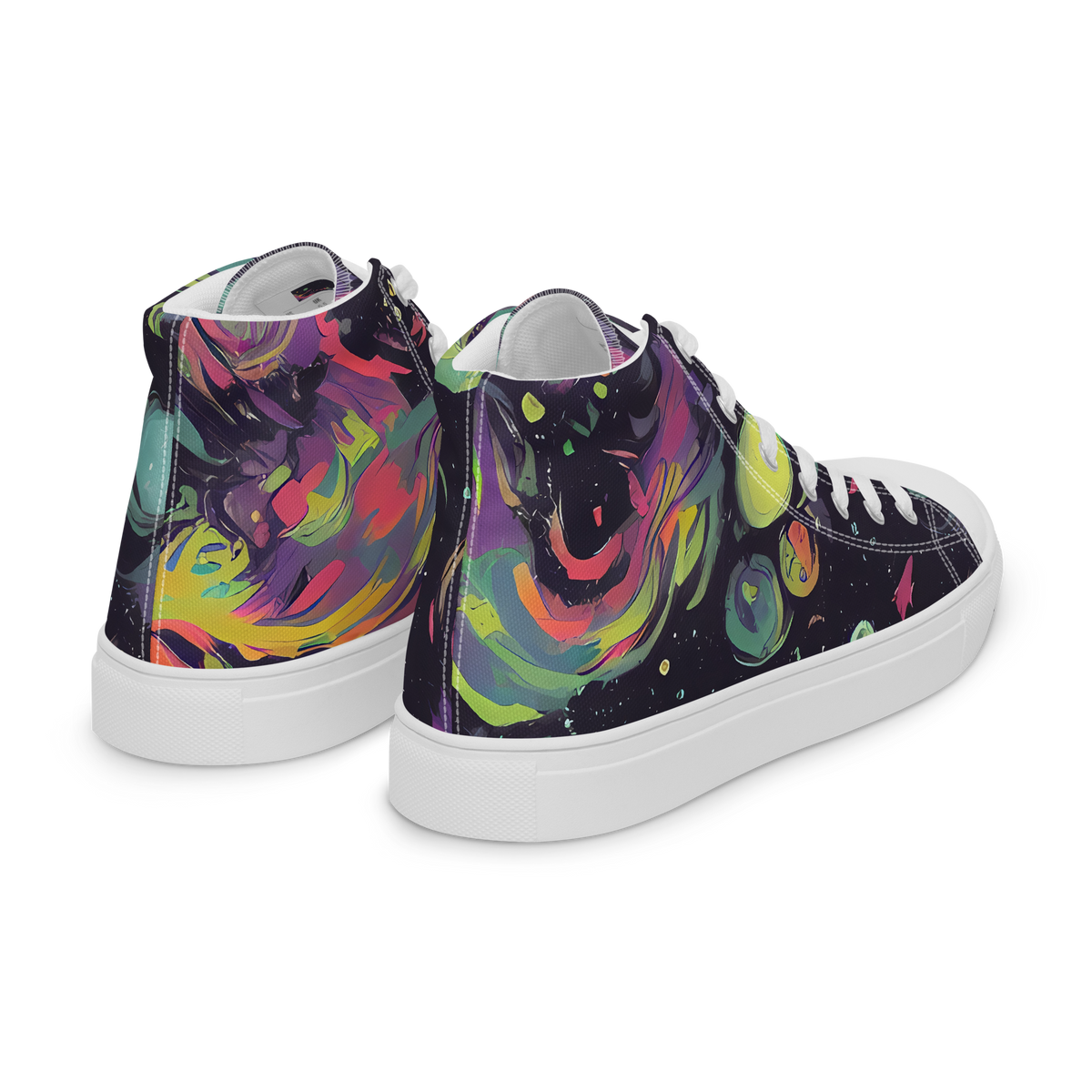 Men's High Top Canvas Shoes - Psychedelic Drift