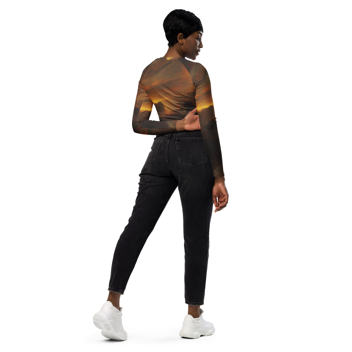Long Sleeve Crop Top - Sunset Shores
