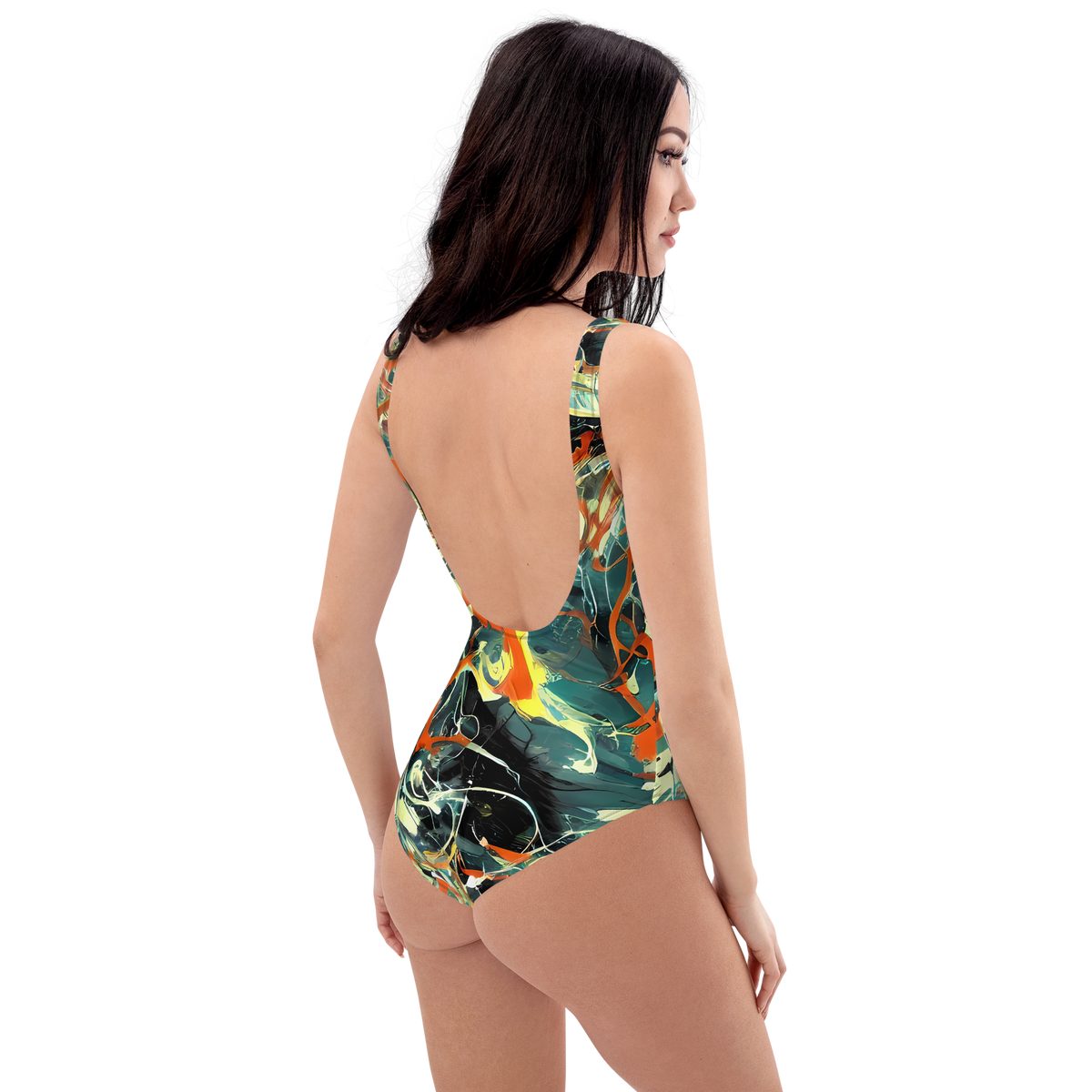 One-Piece Swimsuit - Fluid Firestorm