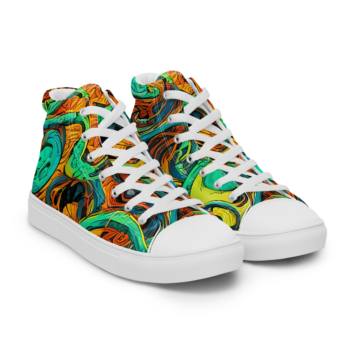 Men's High Top Canvas Shoes - Flaming Mirage
