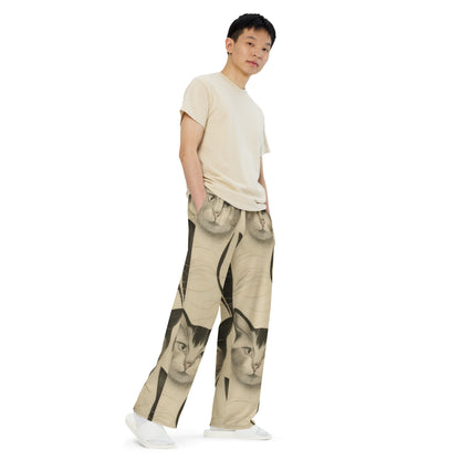 Wide-Leg Pants - Feline Symphony