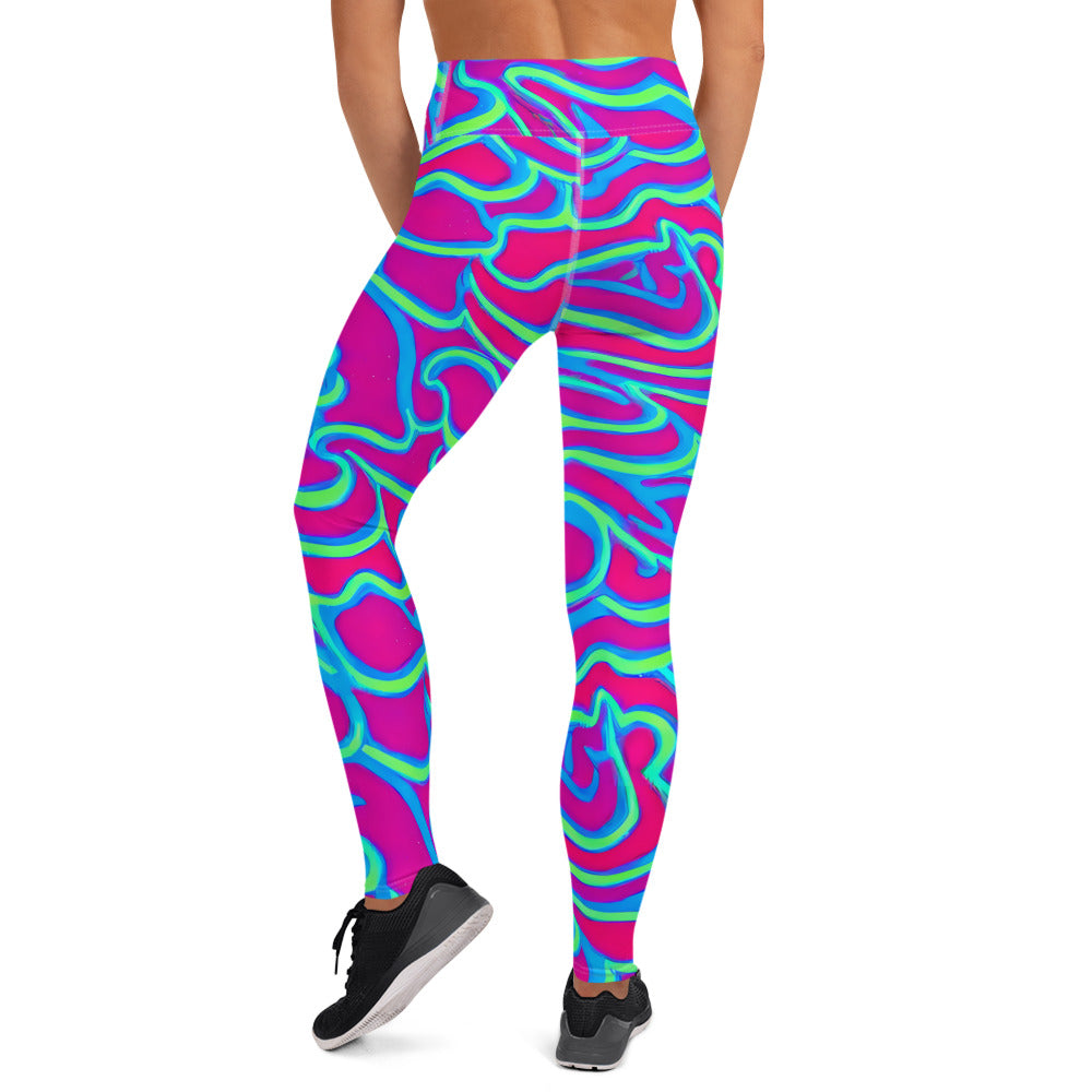 Yoga Leggings - Aqua Flame