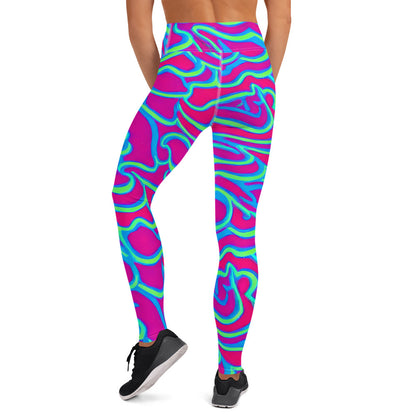 Yoga Leggings - Aqua Flame