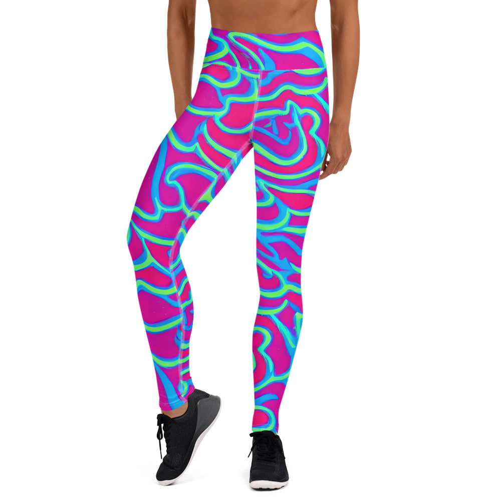 Yoga Leggings - Aqua Flame