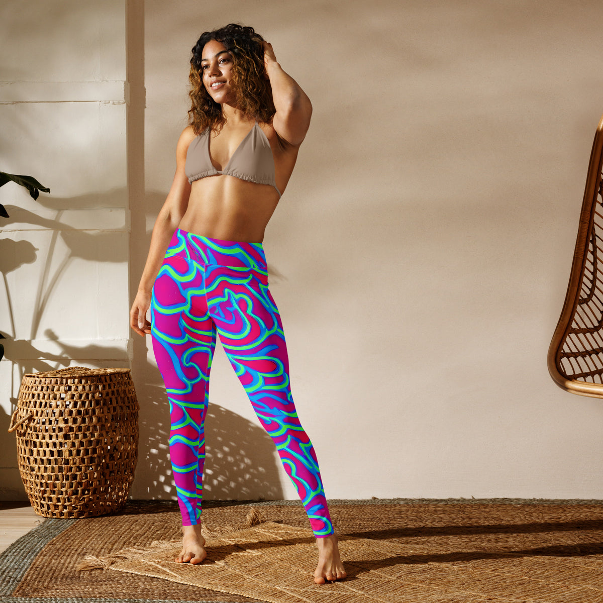 Yoga Leggings - Aqua Flame