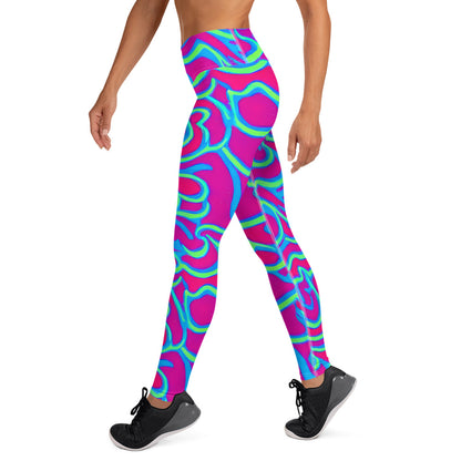 Yoga Leggings - Aqua Flame