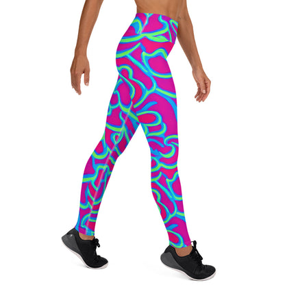 Yoga Leggings - Aqua Flame