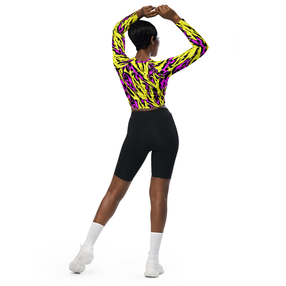 Long Sleeve Crop Top - Neon Savanna