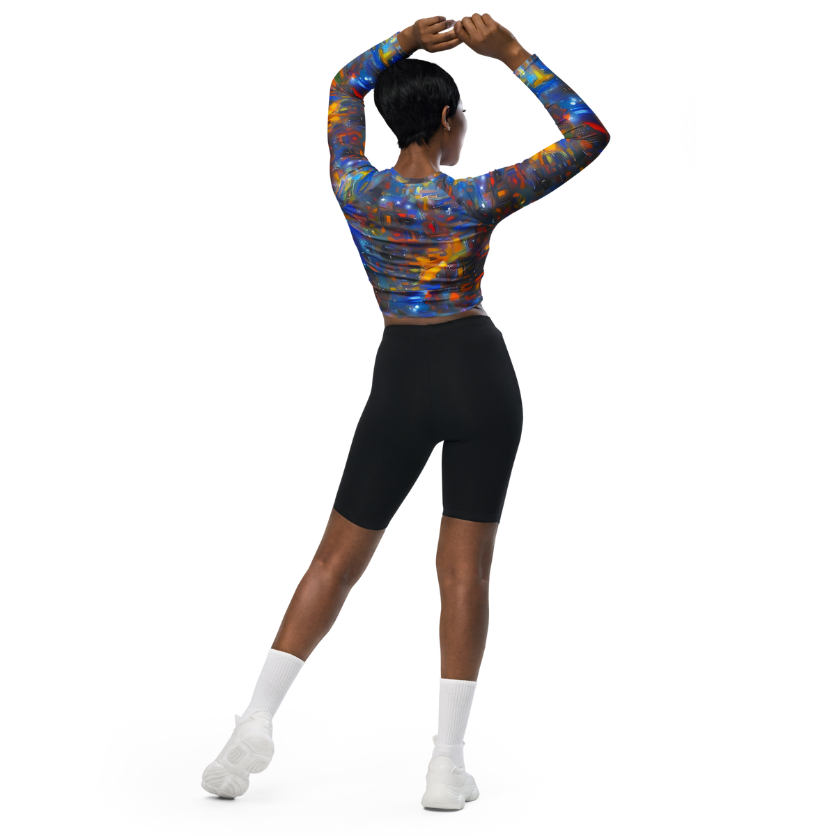 Long Sleeve Crop Top - Abstract Conflux