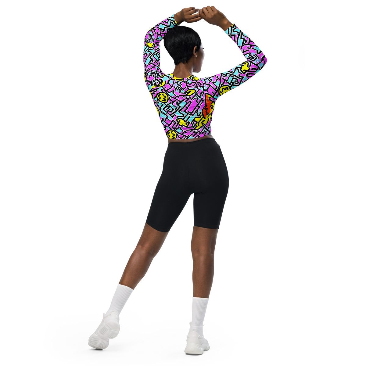 Long Sleeve Crop Top - Punk Doodles