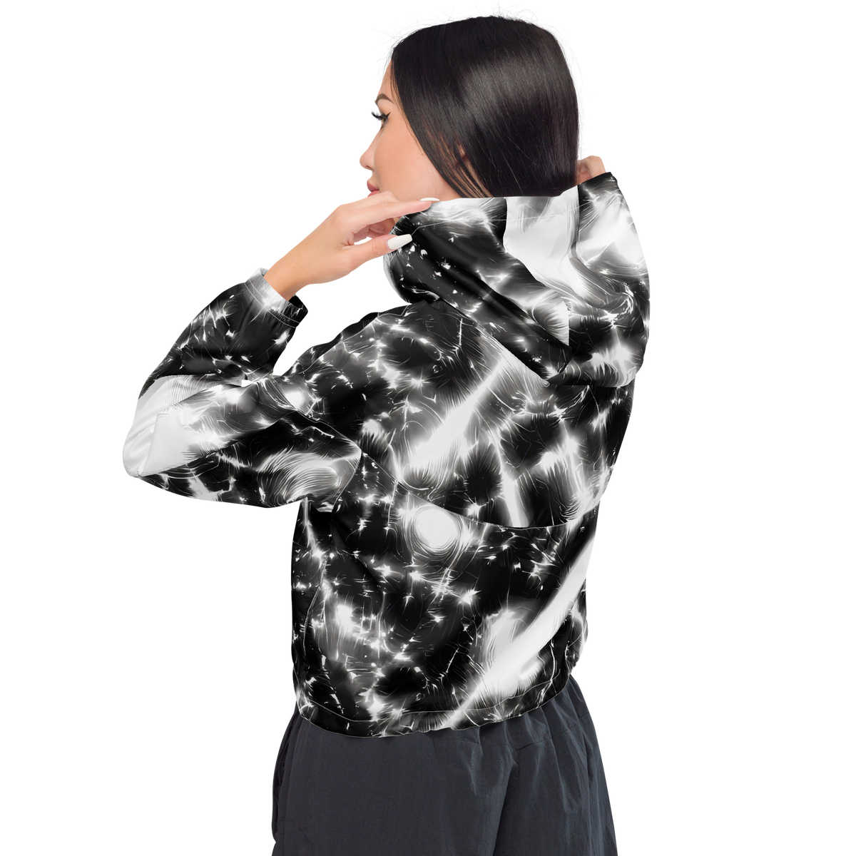 Women's Cropped Windbreaker - Electric Nightfall