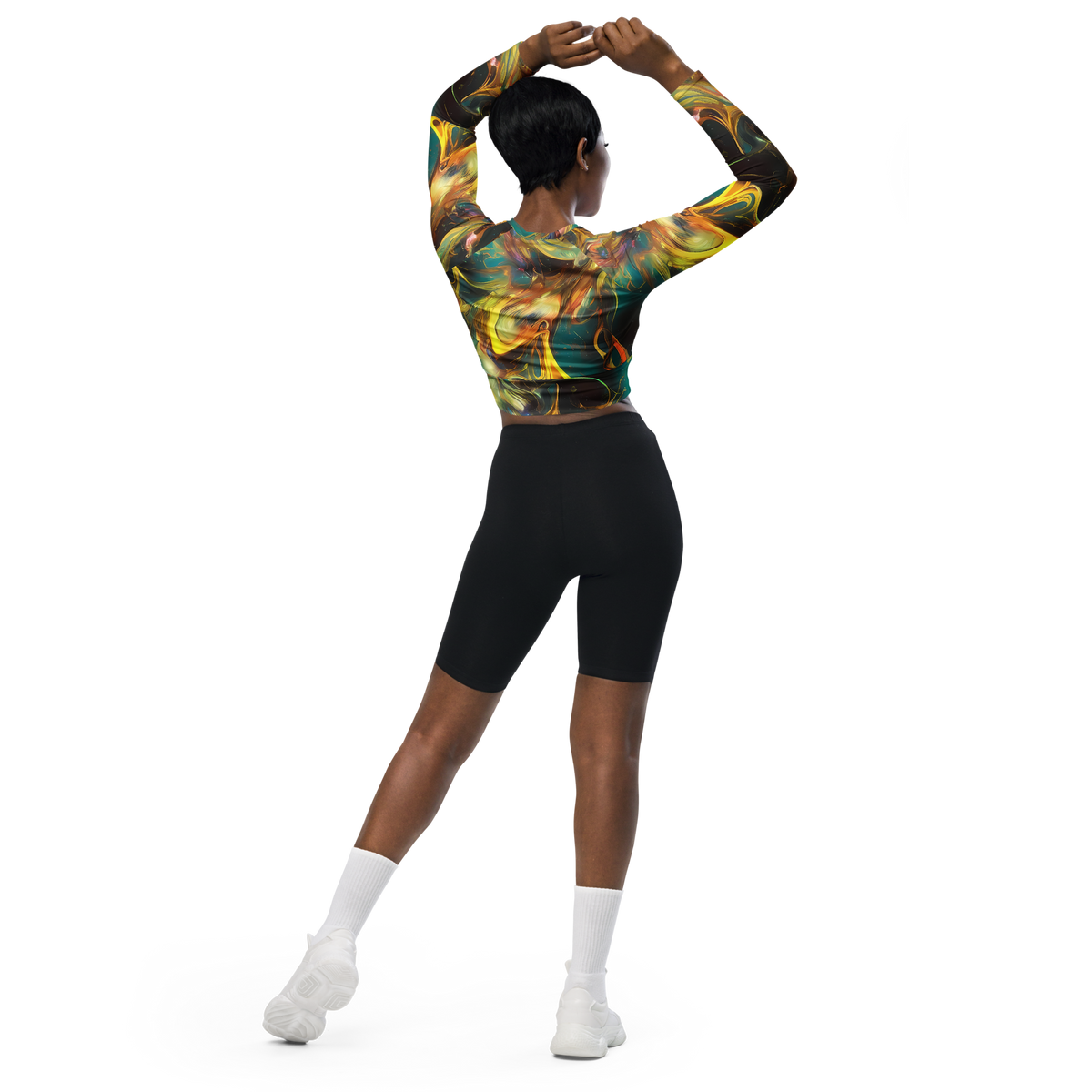 Long Sleeve Crop Top - Elegant Whirl