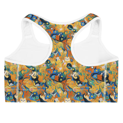 Sports Bra - Whimsical Feline Dance