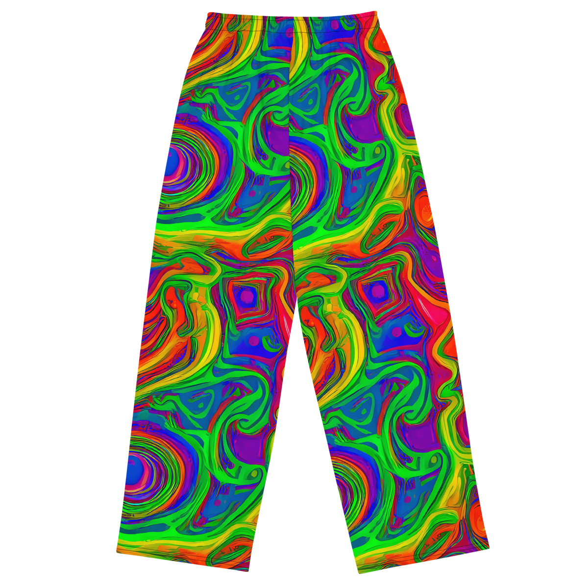 Wide-Leg Pants - Psychedelic Waves