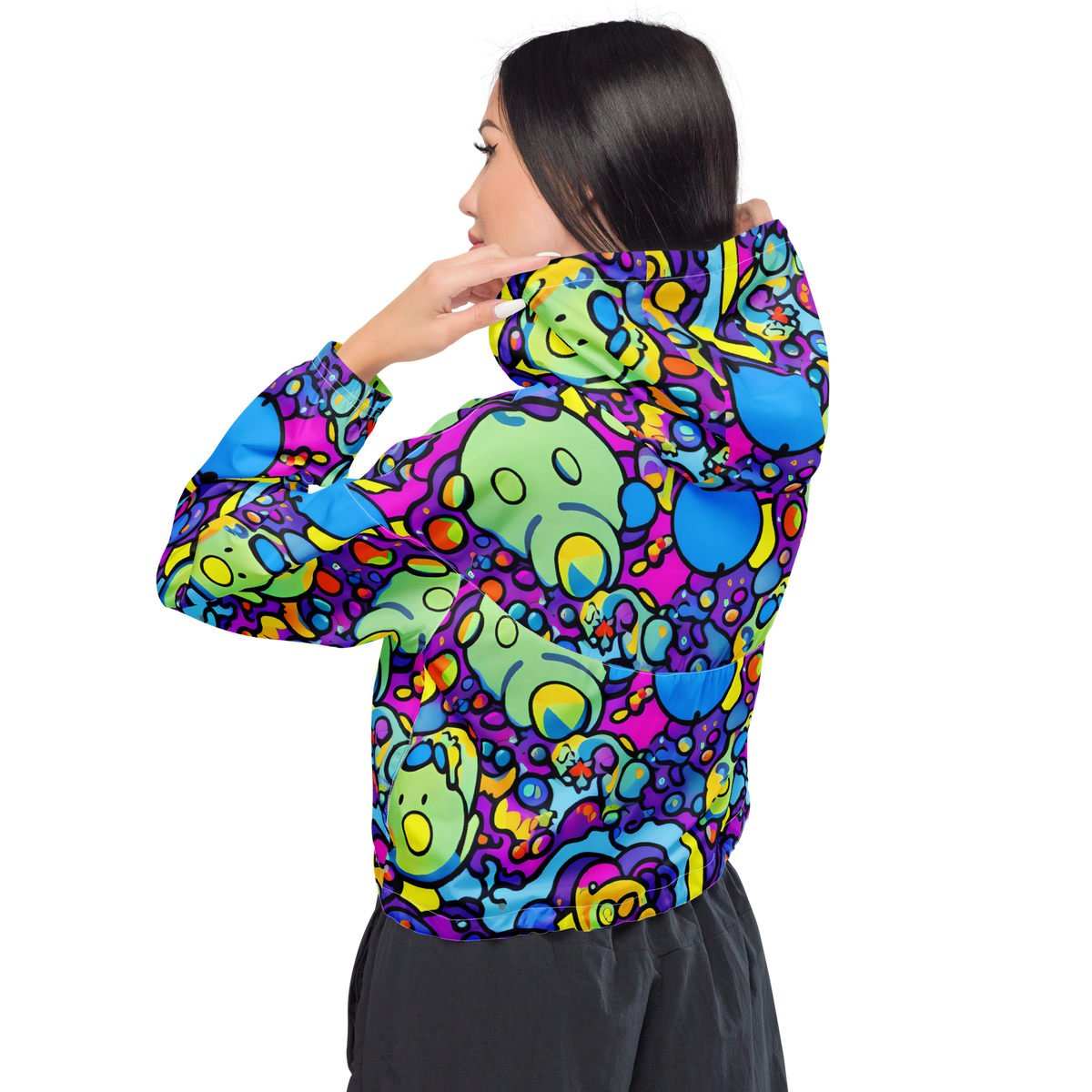 Women's Cropped Windbreaker - Enchanted Orbs