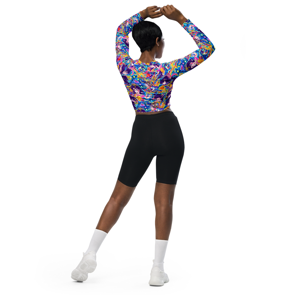 Long Sleeve Crop Top - Aquatic Whim