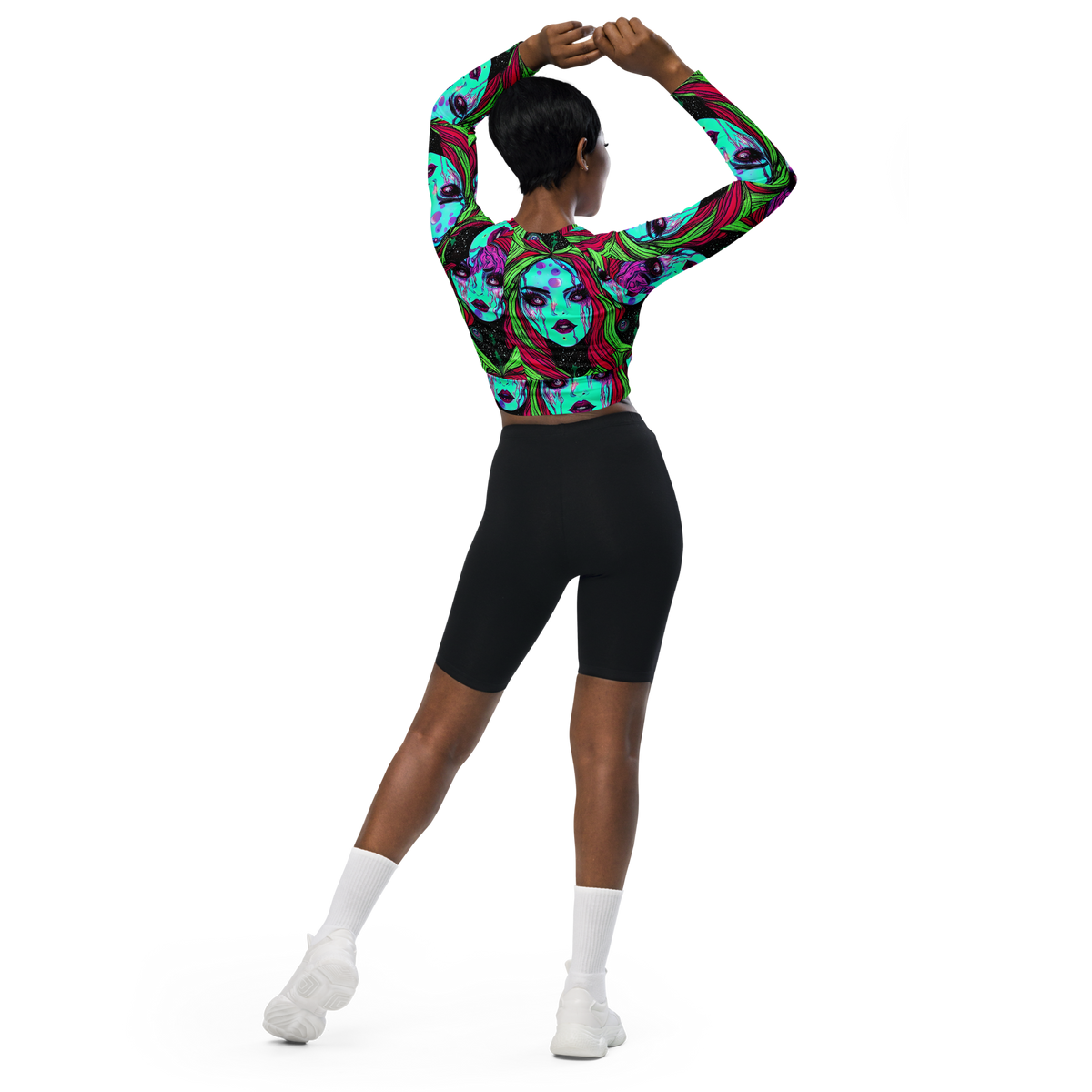 Long Sleeve Crop Top - Luminous Nightfall
