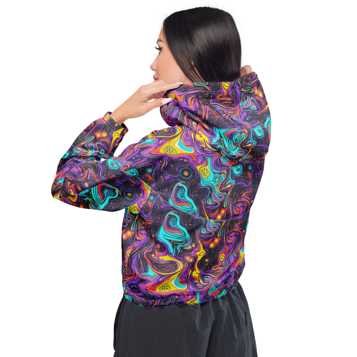Women's Cropped Windbreaker - Hutty Nebula