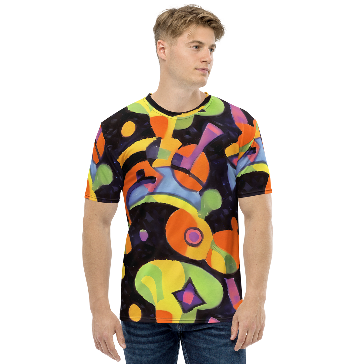 Men's Crew Neck T-Shirt - Neon Symphony
