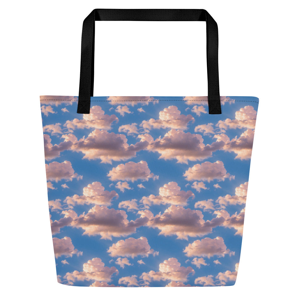 Large Tote Bag w/ Pocket - Cotton Candy Skies