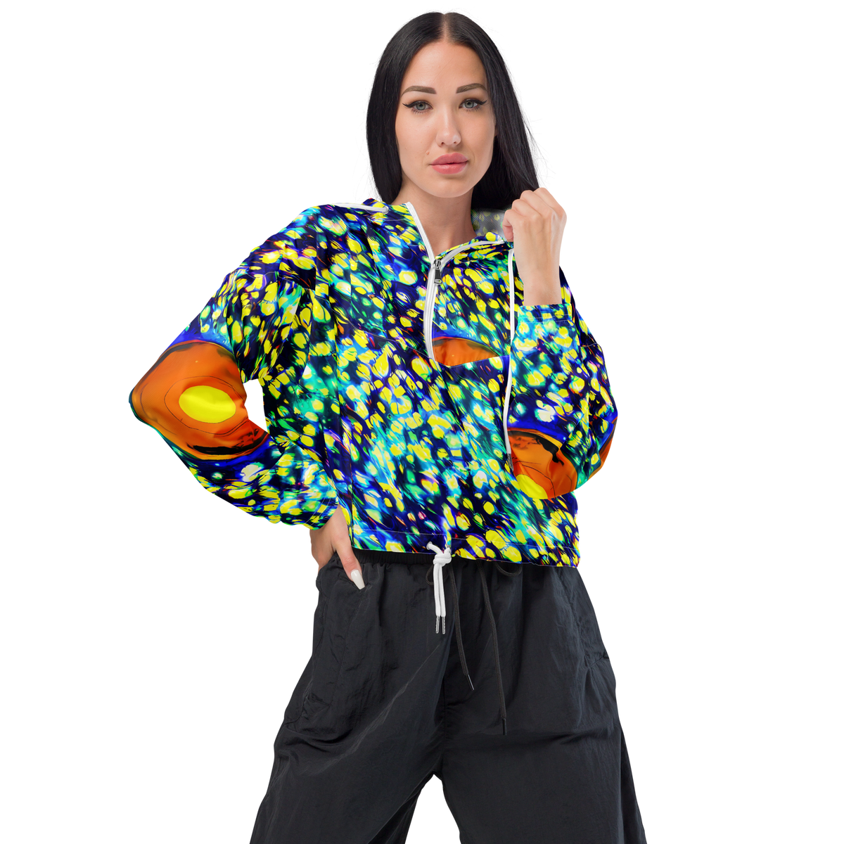 Women's Cropped Windbreaker - Illuminated Whirl