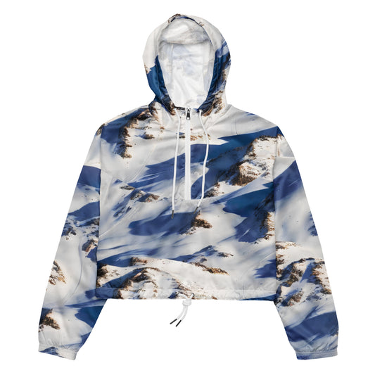 Women's Cropped Windbreaker - Snowlit Peaks