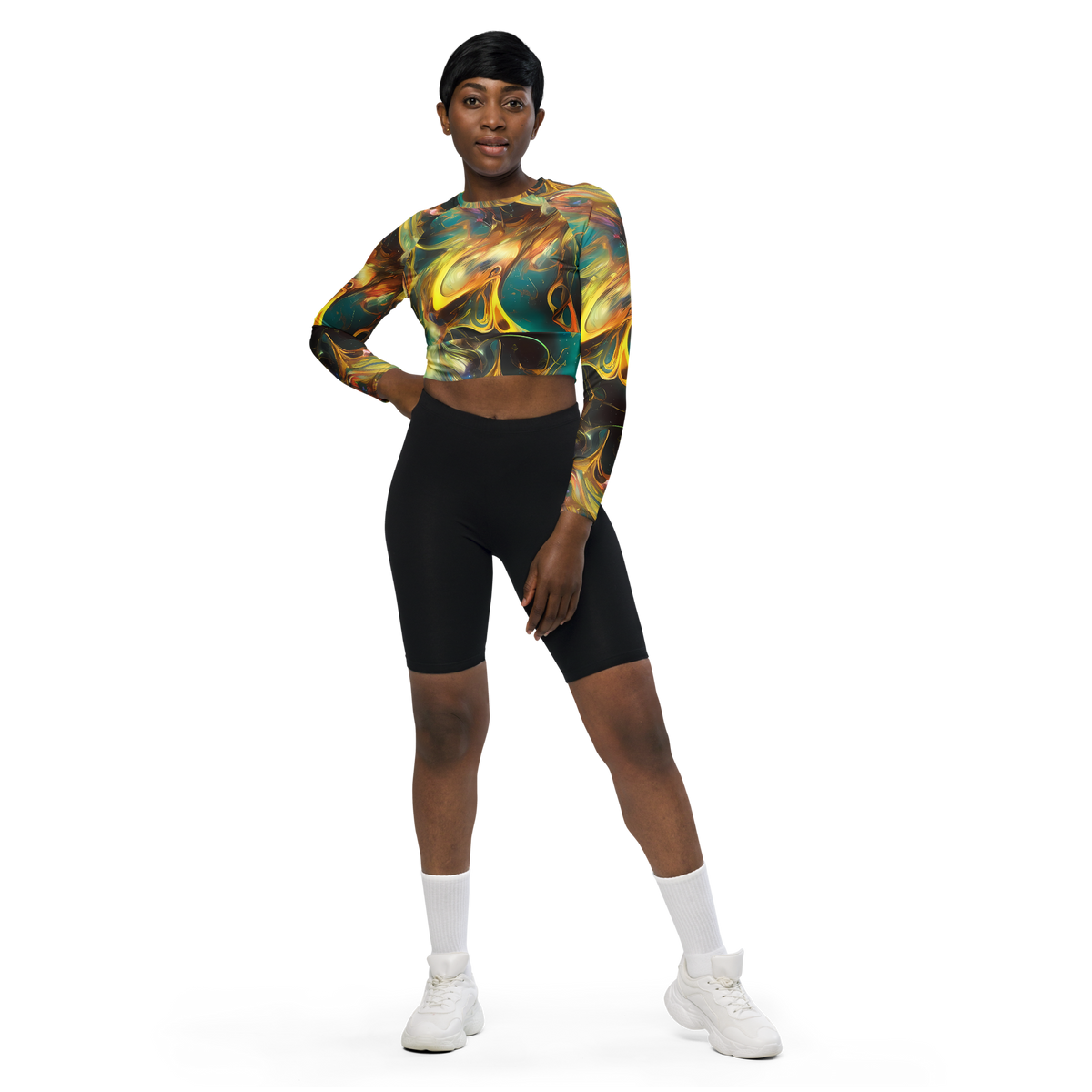 Long Sleeve Crop Top - Elegant Whirl