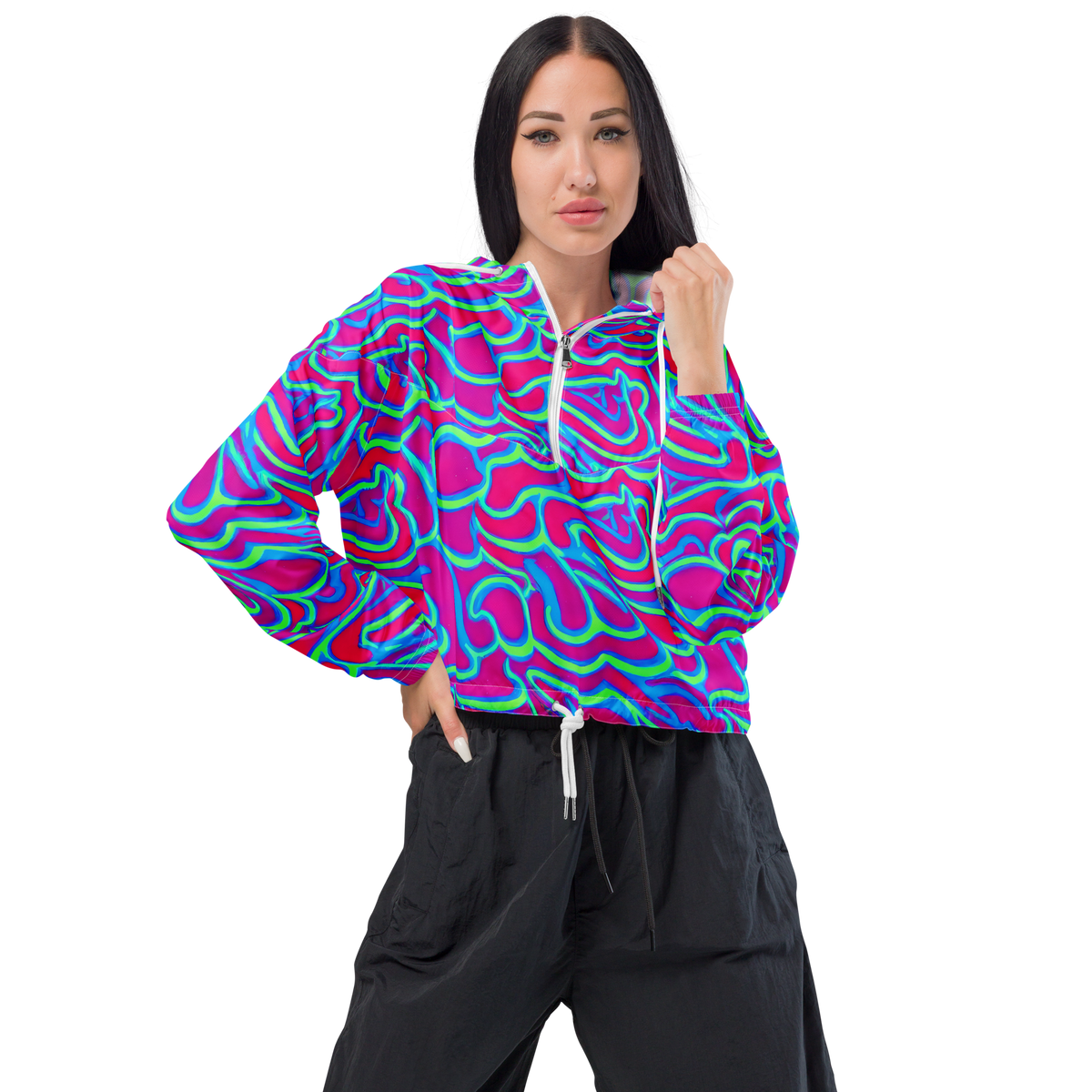 Women's Cropped Windbreaker - Aquatic Ember