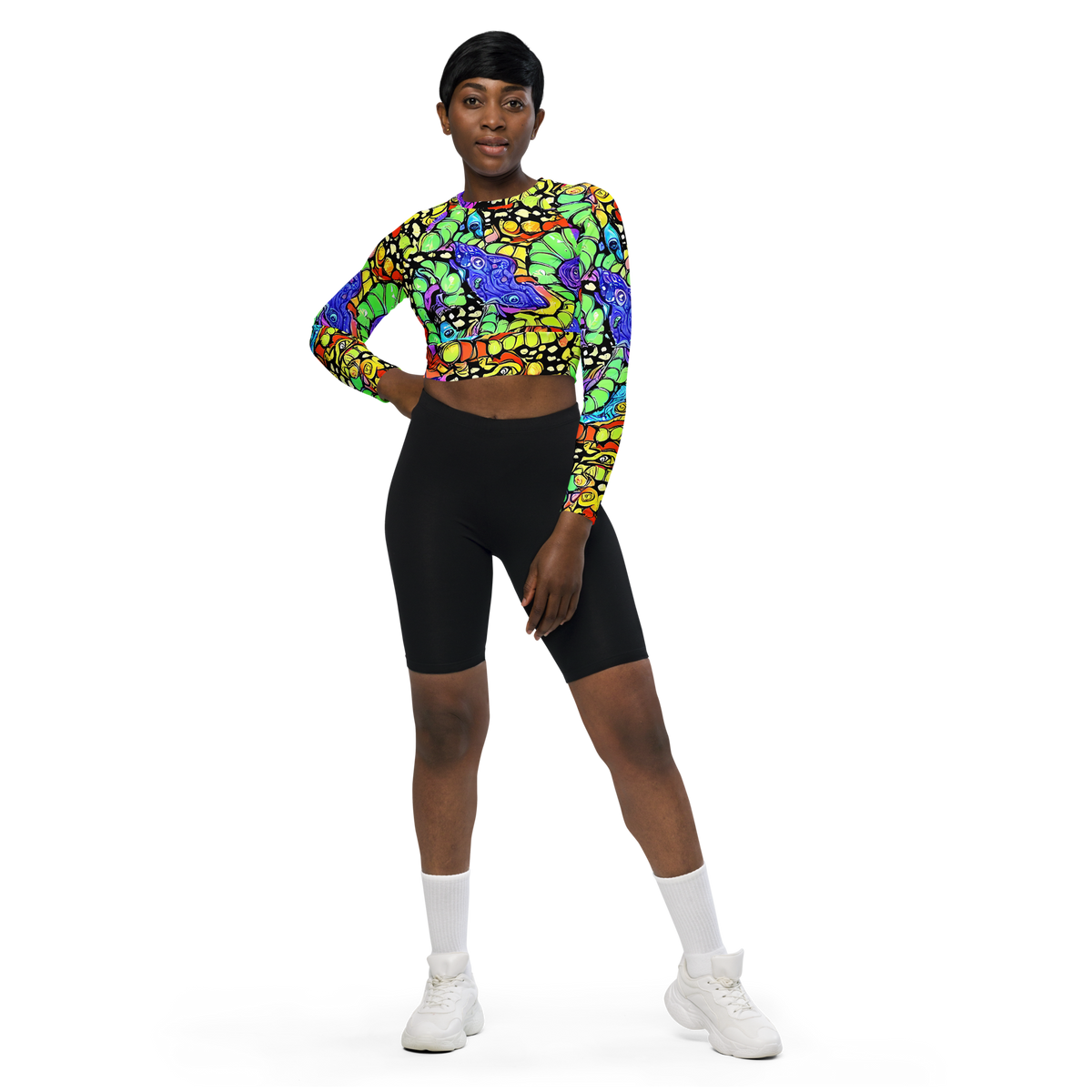 Long Sleeve Crop Top - Frostwork Fantasy