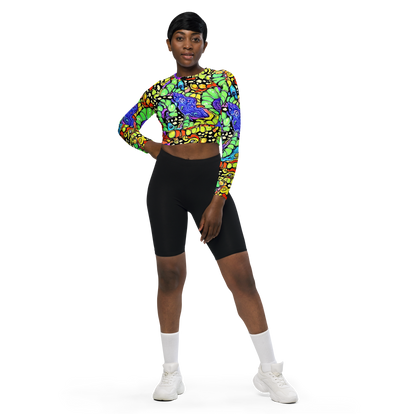 Long Sleeve Crop Top - Frostwork Fantasy