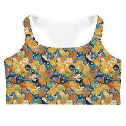Sports Bra - Whimsical Feline Dance