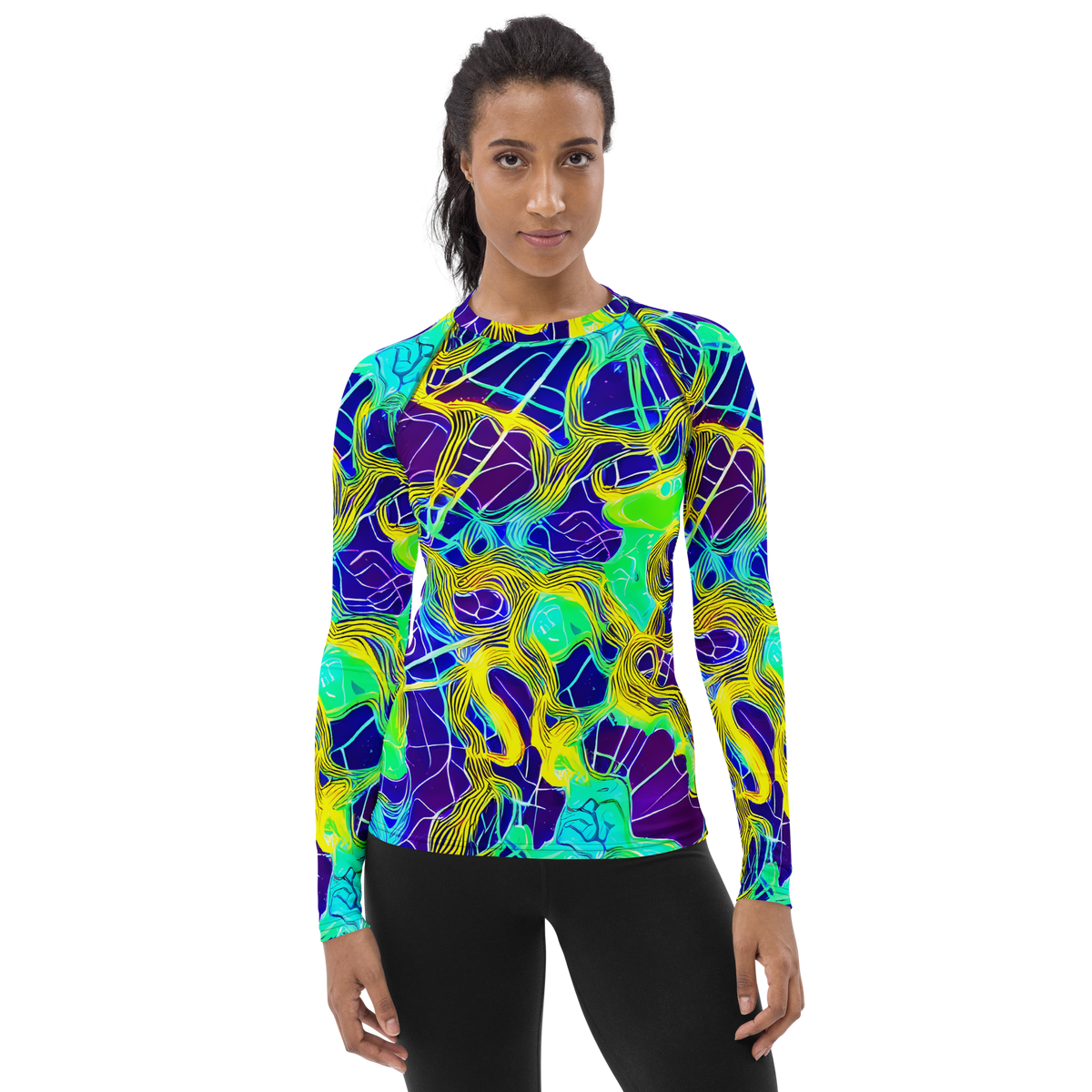 Women's Rash Guard - Neon Jungle Rhapsody