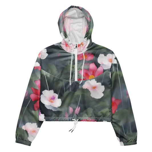Women's Cropped Windbreaker - Petal Reverie