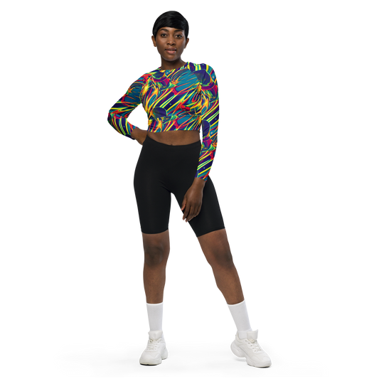 Long Sleeve Crop Top - Cosmic Inferno