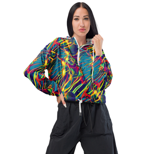 Women's Cropped Windbreaker - Cosmic Inferno