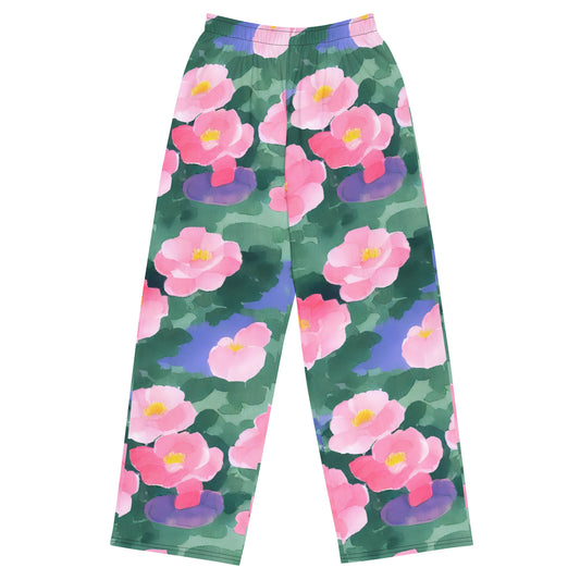 Wide-Leg Pants - Pink Blossom Serenade