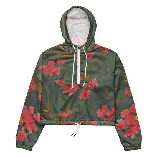 Women's Cropped Windbreaker - Petal Symphony