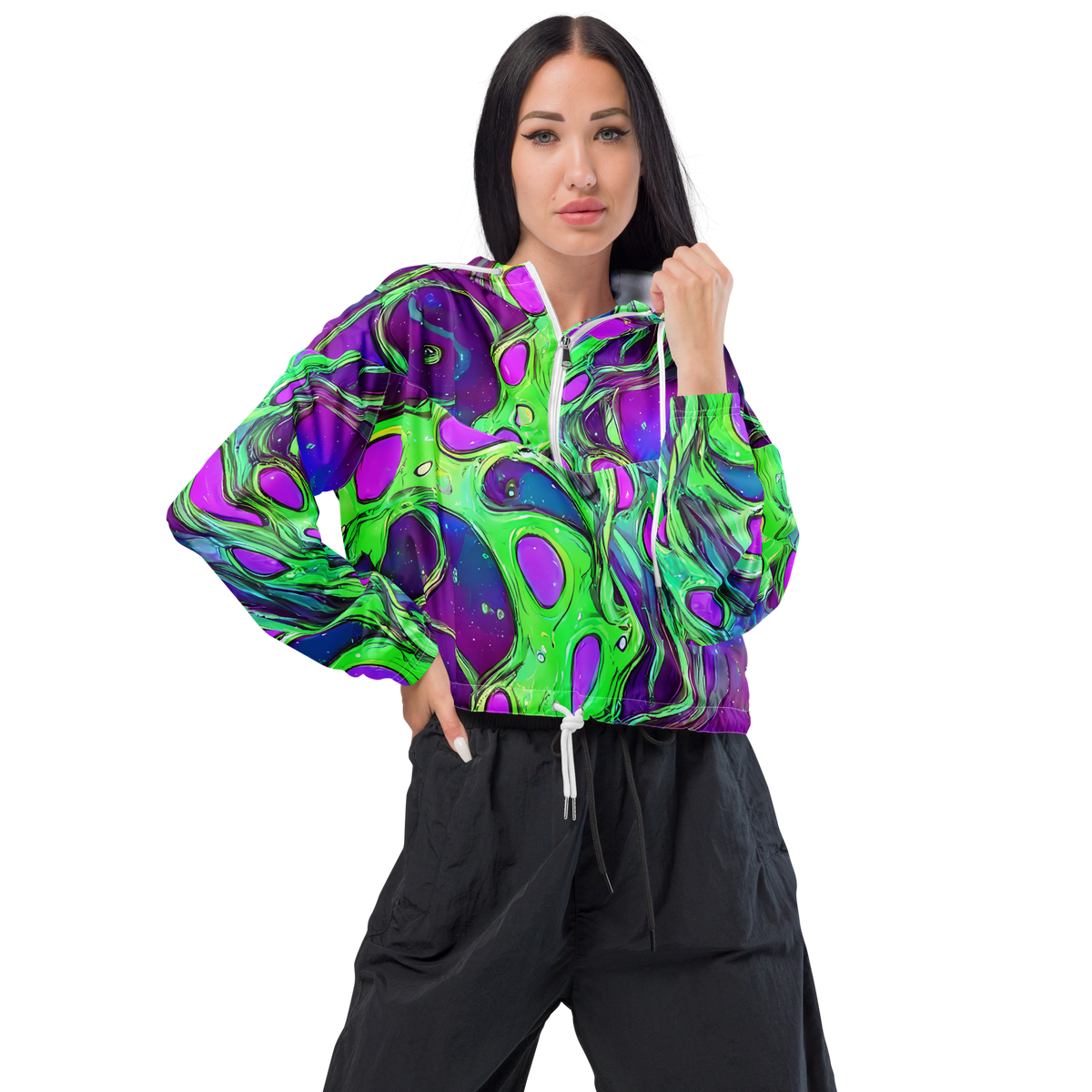 Women's Cropped Windbreaker - Funky Mutation