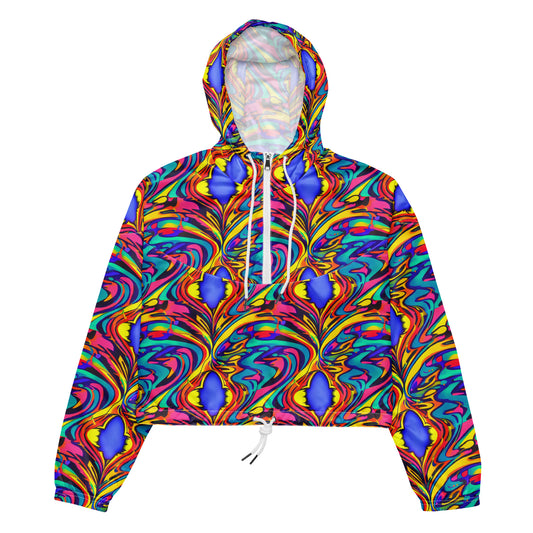 Women's Cropped Windbreaker - Electric Ecstasy