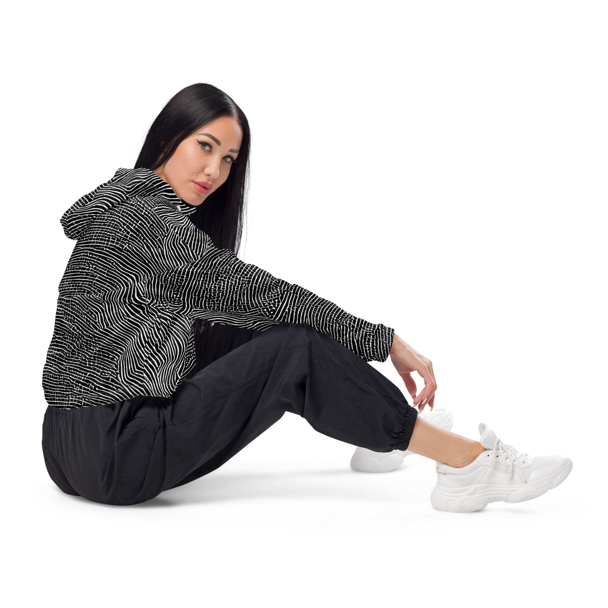 Women's Cropped Windbreaker - Zenith Stripes