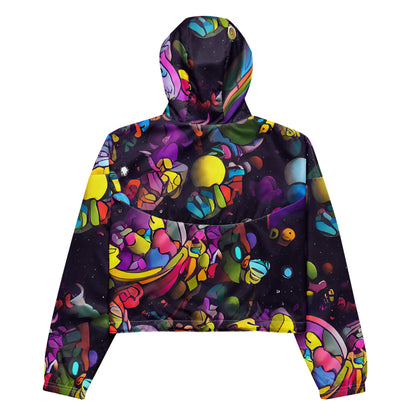Women's Cropped Windbreaker - Galactic Playground