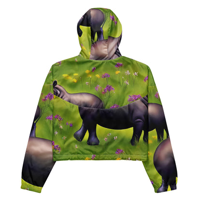 Women's Cropped Windbreaker - Verdant Safari